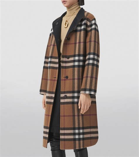 burberry black wool coat|Burberry reversible check wool coat.